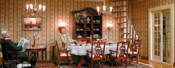 Chippendale dining room with spiral staircase