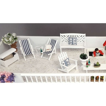 Gartenmöbel, weiß (2 Sessel, Tisch, Hollywoodschaukel)