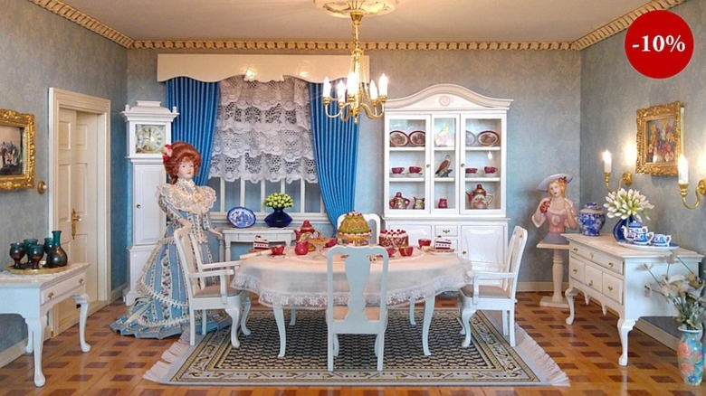 Englisches Esszimmer in Weiß = 10 Bausätze + Spraylack
