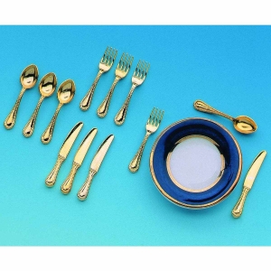 Small cutlery set, 12 pcs, gold-plated