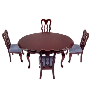 Dining room table, 4 upholstered chairs, mahogany